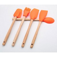 BPA-Free Silicone Baking Tools Silicone Spatula + Brush + Spoon Set of 5 Pieces