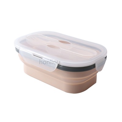 Foldable easy take heat resistance bread box food grade silicone food box accessories portable   silicone food containers