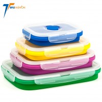 microwave safe Collapsible Silicone Lunch Bento Box for Kids & Adults