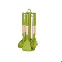 9-pieces silicone kitchen utensils wooden kitchen utensils silicone wooden kitchen tool set