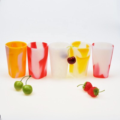 Hot high quality FDA Food Grade silicone cup drink cup reusable wine glass outdoor portable thickened cup